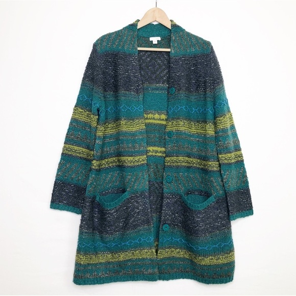 J Jill medium textured knit snap button closure, cardigan sweater coat - Picture 2 of 12